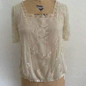 Anthropologie Lil Lace Top Blouse 4 XS or S